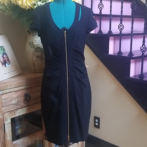 Cache Dresses & Skirts - HOLD!!Cache Black Zip Up Dress - SZ 10